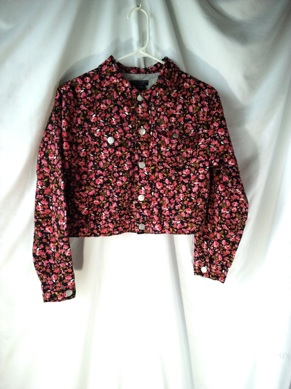 Sanctuary Floral Crop Jacket in Black and Pink
